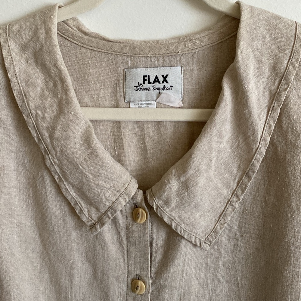 Flax Natural Linen Button-Up Blouse - Picture 2 of 5